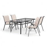 Pierro 5 Pc. Outdoor Dining Set Model La-D012Bk-5Pc-Sv-Chair By Furniture Of America